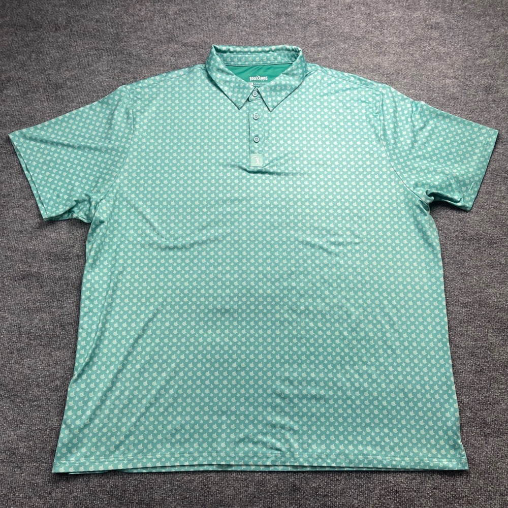 Bogey Bros Golf Co Men 3XL Teal Green Middle Finger Print Performance Polo Shirt